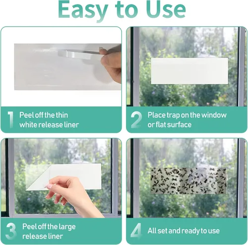 Miniatura 4 de 60 trampas para moscas de ventana para interiores y exteriores, insectos, insectos, moscas y moscas de la fruta, adhesivo adhesivo para matar