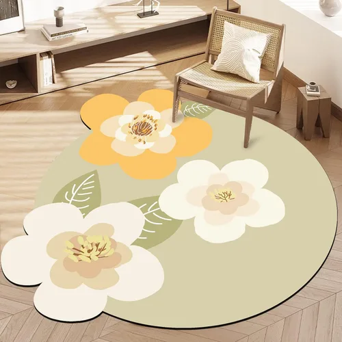 Miniatura 2 de ABREEZE Esterilla de meditación de flores grandes irregulares antideslizante redonda Pilates Yoga Mat de goma natural con superficie de gamuza