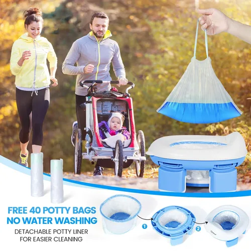Miniatura 4 de Orzbow Inodoro portátil de entrenamiento para ir al baño, asiento de viaje para niños y niñas con protector contra salpicaduras, artículos Azul