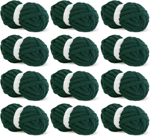 Miniatura 46 de HOMBYS Hilo de Chenille Grueso Carbón para Crochet, Hilo Grueso Espeso y Esponjoso para Tejer, Hilo Súper Grueso para Tejer Mantas a Mano, Hilo
