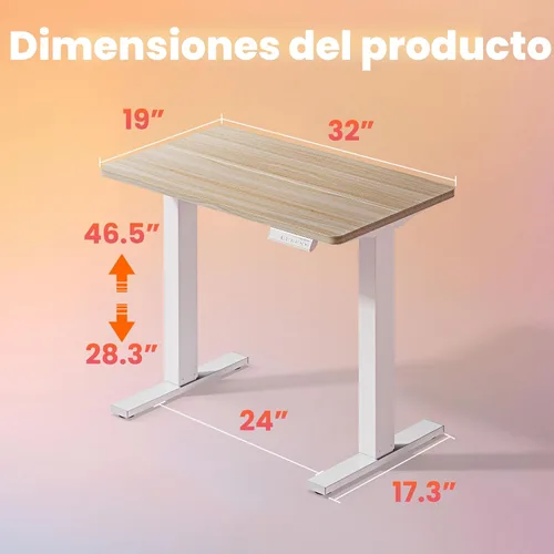 Miniatura 3 de HUANUO Escritorio eléctrico pequeño de pie de 32 pulgadas de altura ajustable, 4 ajustes de altura de memoria, escritorio de pie para oficina