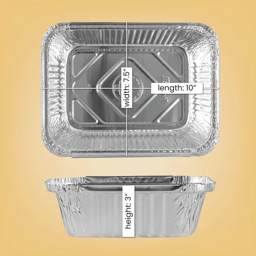Miniatura 2 de PLASTICPRO Moldes desechables de papel de aluminio para llevar de 5 LB de 7'' X 10'' X 3'' pulgadas, moldes para hornear - utensilios de cocina