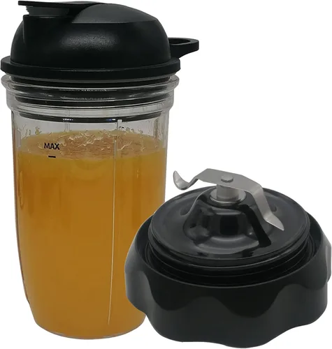 Cuchilla de fresado plana de repuesto con taza de 18 oz y tapa para NutriBullet Blender Combo (NBF10500/NBF70500/ZNBF30400Z/ZNBF30500Z/NBF50400) (1,