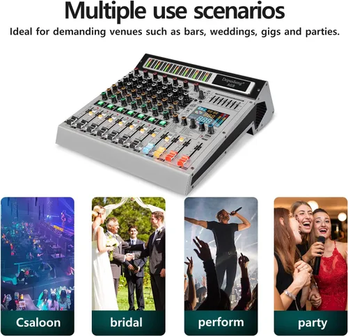 Miniatura 7 de Depusheng AG8 Mezclador de audio profesional de 8 canales con reproductor MP3, fuente USB de grabación, con agrupación y 2 interfaces AUX, 99
