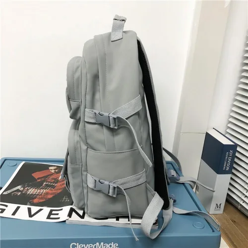 Miniatura 3 de Moda hombres mochila impermeable nylon mochila kawaii mujeres bolsa de viaje de alta capacidad bolsillos laterales, Azul, Mochilas de mochila