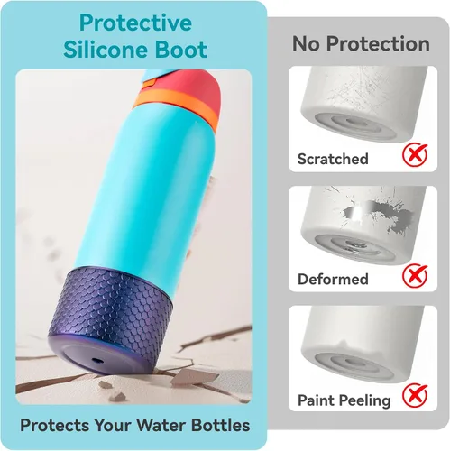 Miniatura 5 de Silicone Boot for Owala Water Bottle 24oz 32oz 40oz, Anti-Slip Protective Sleeve Bottom Bumper Protector for FreeSip, Twist, and Flip Stainless Rosa