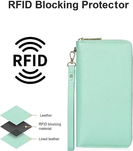 Miniatura 4 de Chelmon - Monedero para mujer de cuero genuino con bloqueo de señal RFID, para tarjetas de crédito