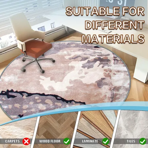 Miniatura 4 de Tapete para silla de oficina de pelo corto, antideslizante, que reduce el ruido, tapete redondo de 47 pulgadas, tapete decorativo para oficina