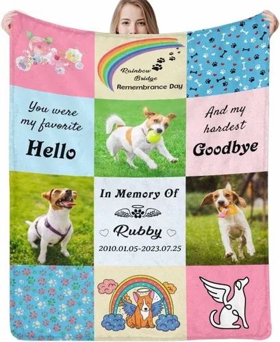 Miniatura 15 de Artsadd Manta de memoria personalizada, regalo personalizado con imagen de perro, manta conmemorativa, regalo de condolencias para amantes