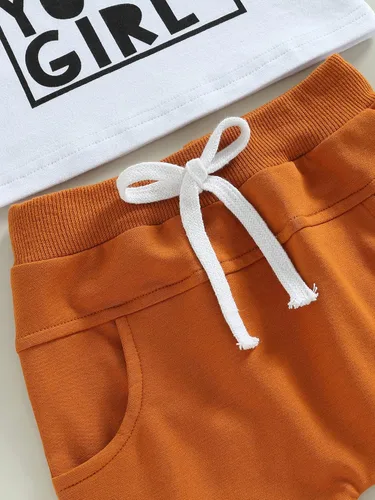 Miniatura 31 de Conjunto de ropa de verano para niños pequeños, 2 piezas, camiseta de manga corta con cintura elástica
