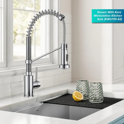 Miniatura 4 de Kraus Bolden - Grifo de cocina de estilo comercial de 2 funciones con mango individual extraíble en cromo, KPF-1610CH (Paquete de 1)