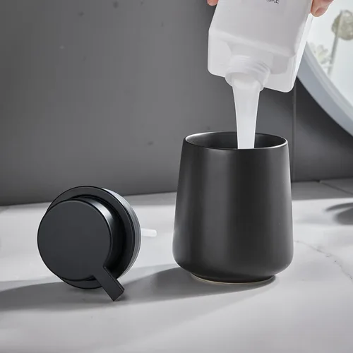 Miniatura 3 de Dispensador de jabón de manos de espuma de 12 onzas, dispensador de jabón espumoso negro para baño con bomba fácil de presionar, dispensador