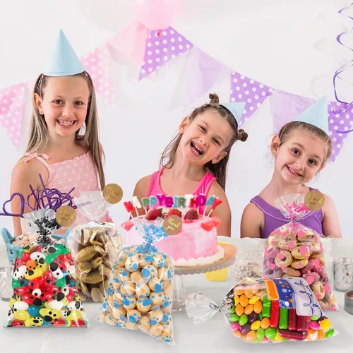 Miniatura 7 de 100 bolsas de celofán con estampado de patas de perro de mayor capacidad, bolsas de golosinas para perros y gatos con calcomanías, bolsas de dulces
