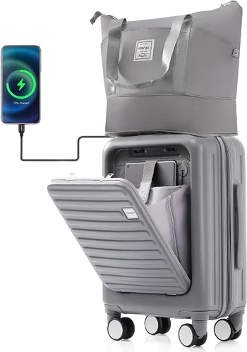 Miniatura 31 de Merax Juego de equipaje rígido ABS expandible de 3 piezas con rueda giratoria Maleta TSA Lock Suit Case, Negro -, Juego de 2 piezas, Equipaje