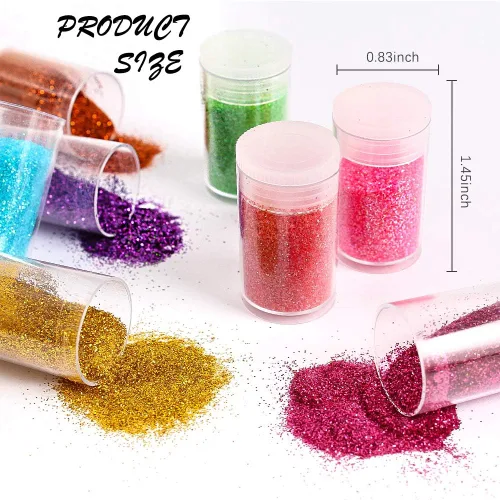 Miniatura 3 de Brillantina extrafina, juego de 24 colores cosméticos para arte de uñas, manualidades de resina, dispensador de polvo de brillantina suelta