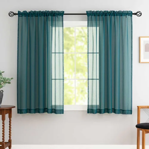 Miniatura 46 de Cortinas para ventana cortinas blancas traslúcidas de 90 pulgadas de largo, 2 paneles de cortinas de tul, paneles de ventana para cortinas de Blanco