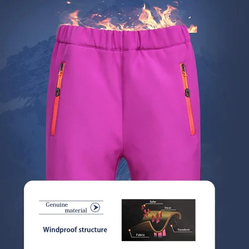 Miniatura 2 de Toomett Pantalones cargo de nieve para niños, niñas y niños al aire libre con forro polar suave Shell senderismo pesca esquí pantalones aislados