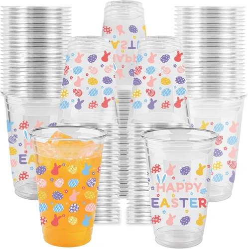 Miniatura 12 de 60 piezas Tazas del 4 de julio, vasos de plástico patrióticos de 16 oz con estrellas rojas, blancas y azules, decoraciones para suministros