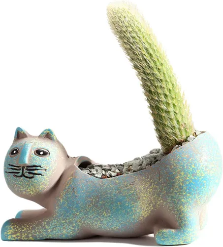 Miniatura 7 de DIYOMR Macetero de animales para suculentas, macetas de cerámica para gatos, contenedores de cactus o plantas para decoración del hogar, oficina