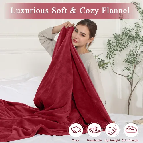 Miniatura 3 de COZYTY Manta eléctrica tamaño completo, manta térmica de franela súper suave y acogedora con 6 niveles de calefacción y 1-10 horas de apagado
