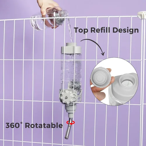 Miniatura 9 de Dispensador de agua para perros Vannon para jaula, botella de agua de 20 onzas con alimentación automática para jaulas de perros, gatos y conejos