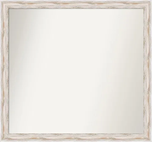 Miniatura 267 de Amanti Art Espejo de baño blanco para sobre el fregadero, 30 x 35 pulgadas, espejo de tocador rectangular estrecho de Eva de oro blanco, marco