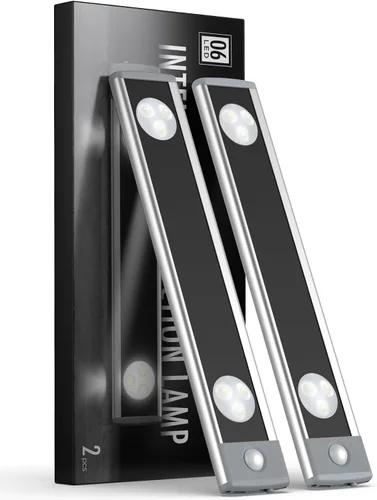 YIGER Luces Bajo Gabinete, Luz Inalámbrica con Sensor de Movimiento para Interiores, Iluminación LED Blanca de 10 pulgadas Recargable Operada por