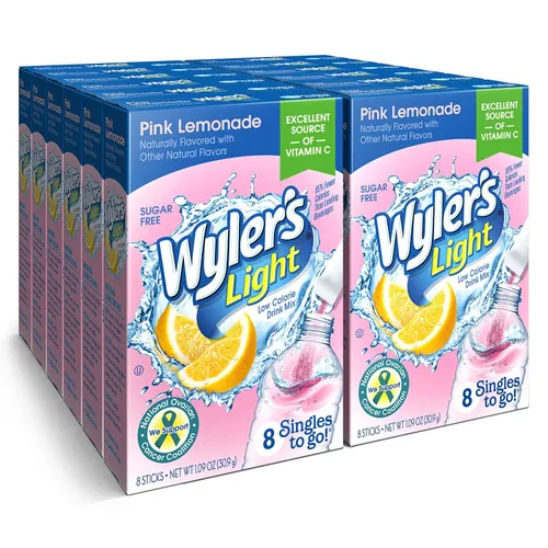 Miniatura 20 de Wyler's Light Paquetes de polvo Singles to Go, mezcla de bebida de agua, paquete variado de 40 unidades, limonada rosa, fresa y arándanos, sin