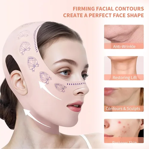 Miniatura 2 de Correa de barbilla para dormir, reutilizable reductor de barbilla doble eliminador para mujeres, máscara de elevación de línea en V, correa facial