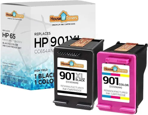 Houseoftoners Cartucho de tinta de color negro para HP 901XL CC654AN y HP 901 CC656AN, repuesto de alto rendimiento Officejet 4500 J4540 J4550 J4580