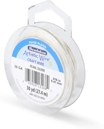 Miniatura 34 de Artistic Wire, alambre para manualidades de calibre 22 bañado en plata, resistente a las manchas, color cobre, blanco, 9,1 m