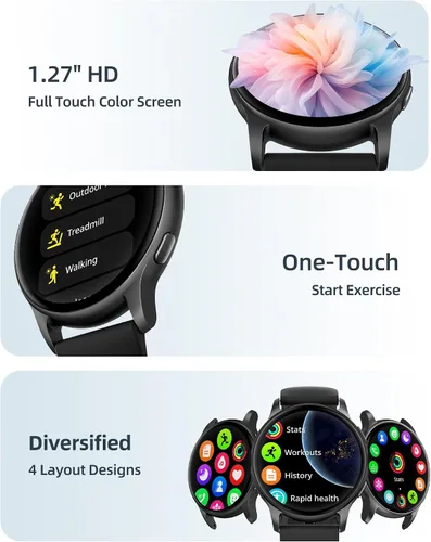 Miniatura 6 de Parsonver Smart Watch, 5ATM Waterproof Swimming Watch, Smartwatch for Women with Bluetooth Calls, Fitness Tracker Heart Rate Sleep Monitor (Black)