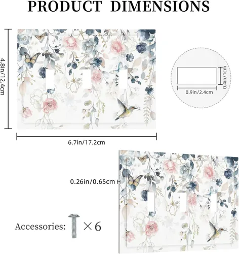Miniatura 158 de Decorative Outlet Covers Blue Background White Cat Daisy Floral 2-Gang 1-Gang Wall Plate Single Toggle/Rocker Farmhouse Style Light Switch Covers