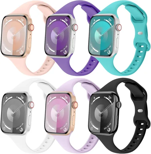 Miniatura 17 de 6 Pack de Correas delgadas y finas compatibles con Apple Watch 38mm 40mm 41mm 42mm 44mm 45mm 46mm 49mm para mujeres y hombres, correas de repuesto