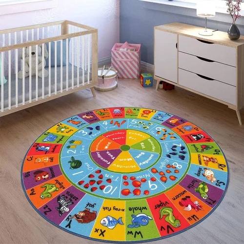 Miniatura 5 de HEBE Alfombra de juego para niños, 4 pies, con números del alfabeto ABC, alfombra educativa para niños, alfombra lavable para gatear bebé, alfombra