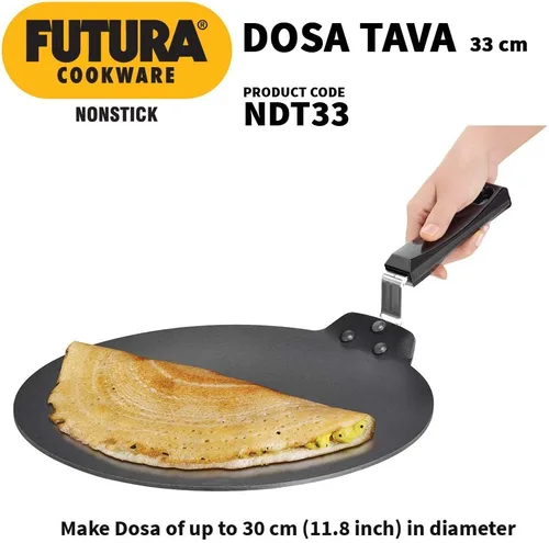 Miniatura 4 de HAWKINS Futura antiadherente Dosa Tava, diámetro 33 cm (13 pulgadas), grosor 4.88 mm (Negro) NDT33
