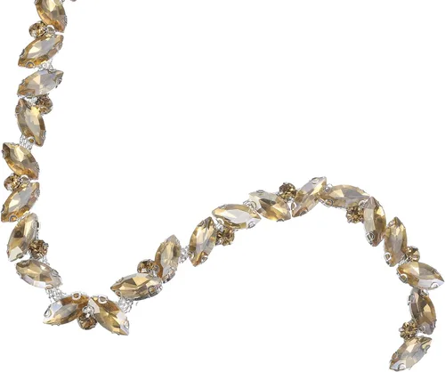 Miniatura 24 de uxcell Borde de cadena de diamantes de imitación de 1 yarda, aplique de cadena de cristal brillante de 0.394 pulgadas para costura, joyería
