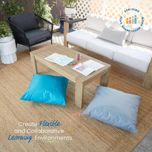 Miniatura 5 de ECR4Kids Cojín Jumbo para interiores y exteriores, para niños, 27 x 27 pulgadas, esenciales para el aula, turquesa