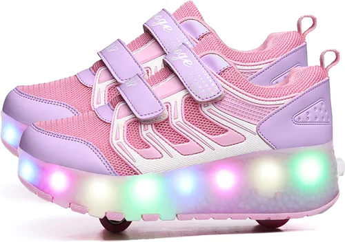 Miniatura 21 de AIkuass Zapatos con ruedas LED y USB recargables, zapatillas de patinaje con luces para niños y niñas