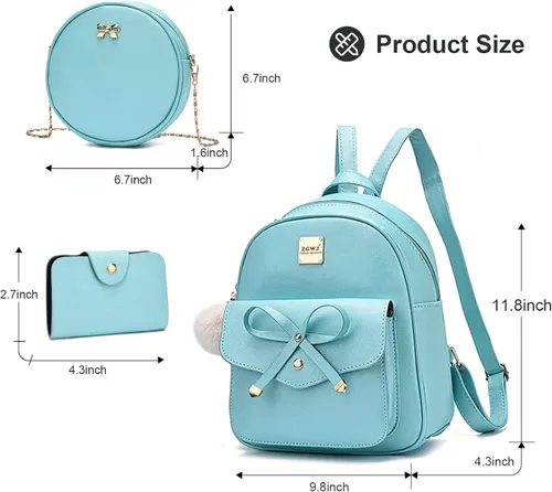 Miniatura 41 de ZGWJ Mini mochila de cuero con moño, mochila pequeña, linda mochila casual de viaje para niñas y mujeres, M, Mochilas tipo mochila
