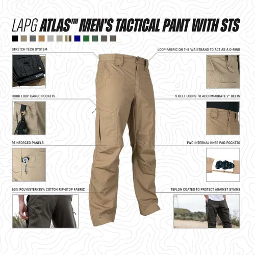 Miniatura 4 de LAPG Atlas - Pantalones cargo tácticos elásticos para hombre, duraderos y ligeros, pantalones de trabajo Ripstop, pantalones de senderismo al aire