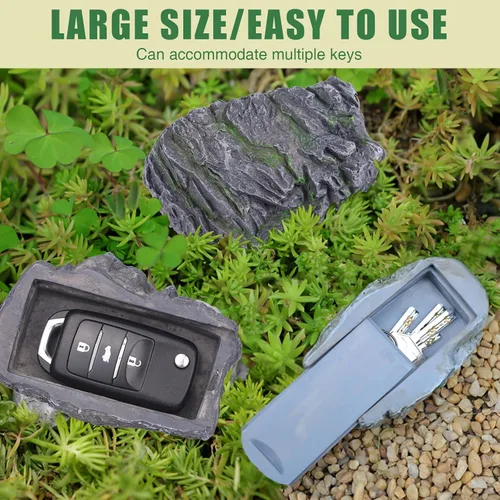 Miniatura 2 de Oculta una llave de piedra, ocultador de llaves de roca falsa para exteriores, caja de seguridad oculta impermeable para patio, jardín, patio