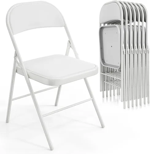 Miniatura 25 de VINGLI Paquete de 4 sillas plegables con asientos acolchados, marco de metal con asiento y respaldo de piel sintética, capacidad de 350 libras, Negro