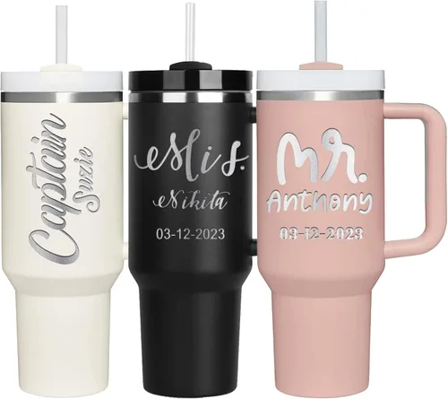 Miniatura 19 de Vaso personalizado – Grabado con láser con nombre, vaso delgado de acero inoxidable personalizado de 20 onzas con tapas y pajitas 19 colores y 16