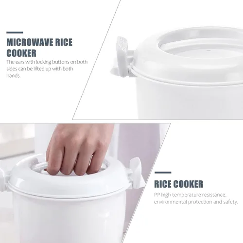 Miniatura 3 de OSALADI - Arrocera para microondas, pequeño recipiente portátil de grado alimenticio de 1-2 litros para arroz, verduras, sopas, fideos, cocina