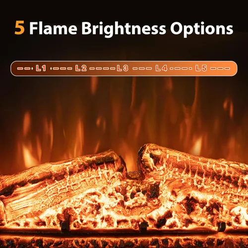 Miniatura 7 de Chimenea eléctrica de 33 pulgadas, chimenea de pared eléctrica con control remoto, registro realista y sonido crujiente, protección contra