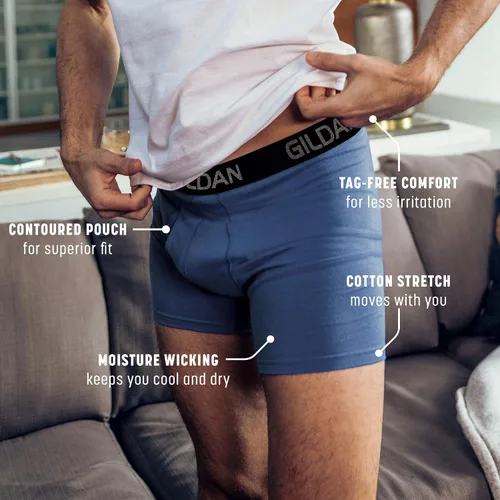 Miniatura 2 de Gildan - Calzoncillos tipo bóxer elásticos de algodón para hombre, paquete múltiple