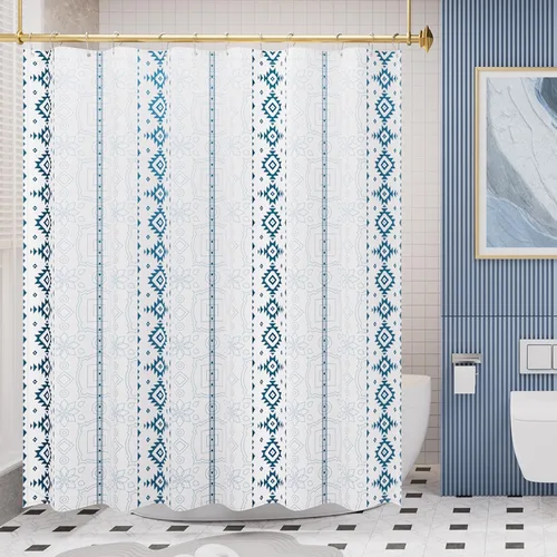 Miniatura 40 de AmazerBath Cortina de ducha floral, juego de cortinas de ducha lavables de tela con 12 ganchos para cortina de ducha, cortinas de ducha de tela C