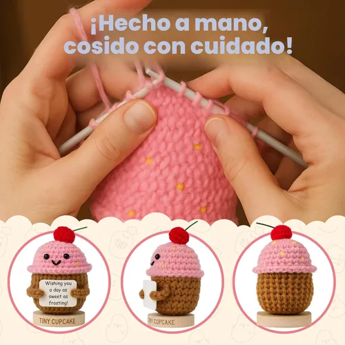 Miniatura 6 de Regalo de Amistad para Mujeres - Cupcake de Crochet Positivo Hecho a Mano con 30 Lindas Tarjetas de Afirmación - Idea de Regalo de Apoyo Emocional