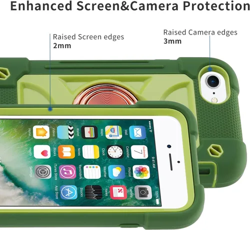 Miniatura 7 de Funda para iPhone Se3/iPhone Se2, iPhone 6/6S, iPhone 7/iPhone 8 de 4.7 pulgadas con soporte de anillo, con 2 protectores de pantalla resistentes